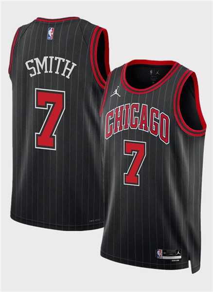 Men%27s Chicago Bulls #7 Jalen Smith Black 2024 Draft Statement Edition Stitched Basketball Jersey Dzhi